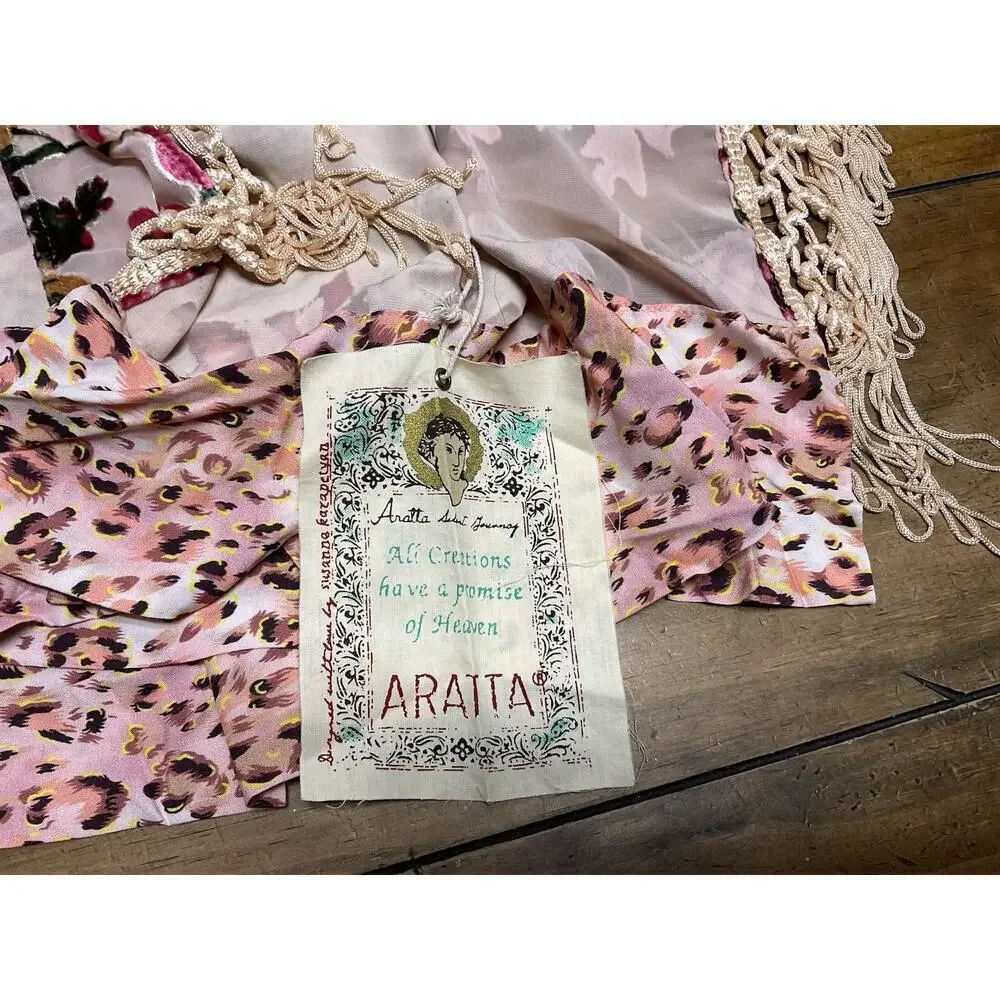 Aratta Silent Journey Women's Sheer Floral Kimono Shawl with Fringe One Size